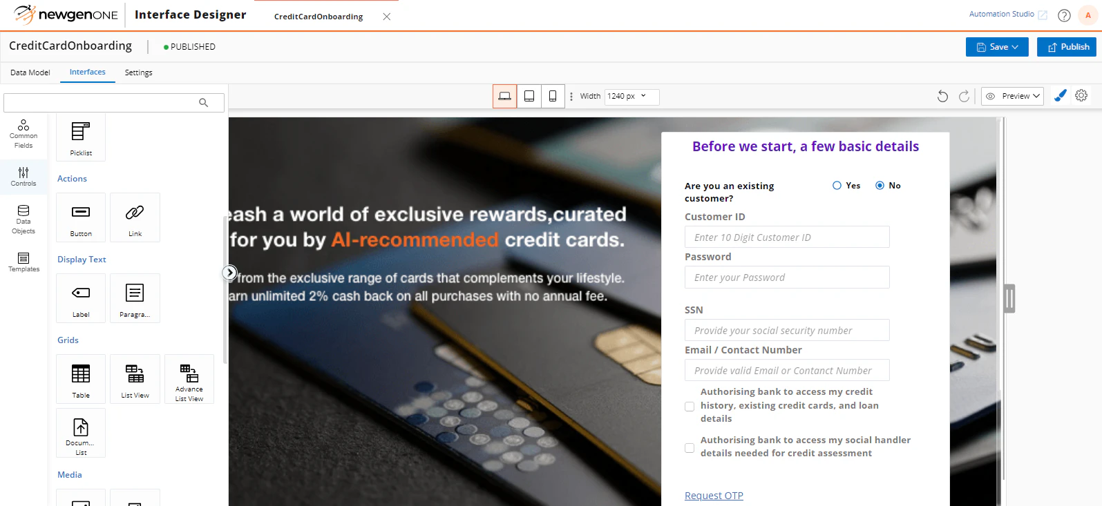 screenshot of NewgenONE Digital Transformation Platform